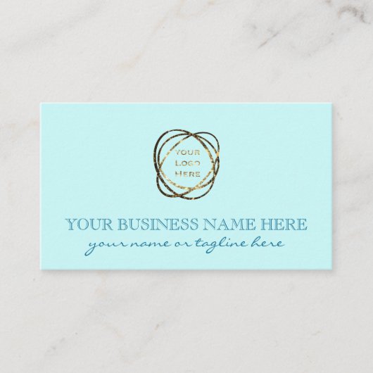 Modern Elegant Aqua Custom Business Logo Visitekaartje (Voorkant)