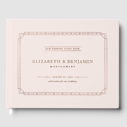 Modern Elegant Art Deco Blush Roos Goud Gastenboek (Voorkant)