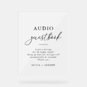 Modern Elegant Audio Guestbook Acryl Bord (Voorkant)