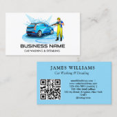 Modern elegant | Auto's wassen en automatisch QR-c Visitekaartje (Voorkant / Achterkant)