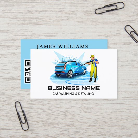 Modern elegant | Auto's wassen en automatisch QR-c Visitekaartje (Voorkant / Achterkant in situ)