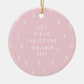 Modern Elegant baby Eerste Kerstmis Girly Roze Keramisch Ornament (Voorkant)