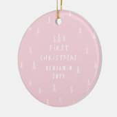 Modern Elegant baby Eerste Kerstmis Girly Roze Keramisch Ornament (Links)