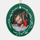 Modern Elegant Baby First Christmas Green Keramisch Ornament (Links)