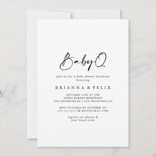 Modern Elegant BabyQ Baby shower Barbecue Kaart (Voorkant)