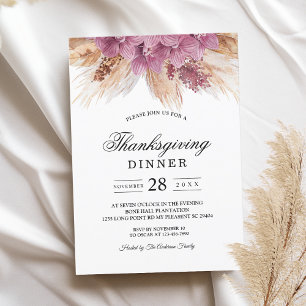 Modern Elegant Beauty Pink Orchid & Pampas & Gold Kaart