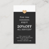 Modern Elegant Beauty Salon First Time Kortingskaartje (Voorkant)