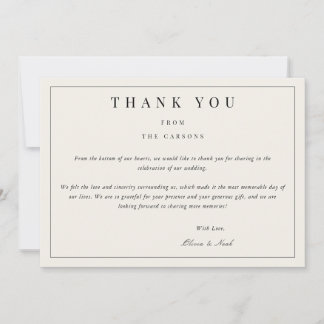 Modern & Elegant beige Dank u Kaart