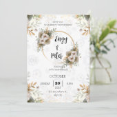 Modern Elegant beige en groene trouwuitnodiging Kaart (Staand voorkant)