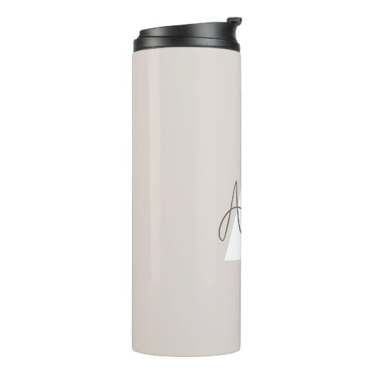 Modern Elegant Beige Monogram Custom Initiaal Thermosbeker (Gedraaid links)