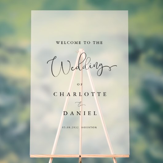 Modern, Elegant, beige-wit-transparant, Script, Acryl Bord (Neutraal)