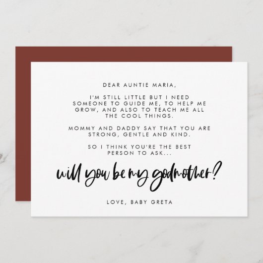 Modern elegant... ben je mijn Godmoeder sms Kaart (Voorkant / Achterkant)