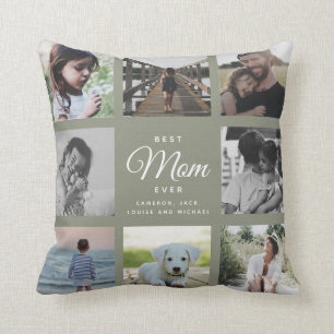 Modern Elegant Best Mam Ever Cute Photo Collage Kussen