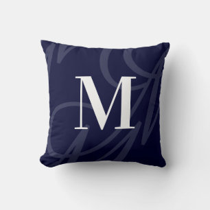 Modern Elegant Big Monogram Dark Navy Blue Kussen