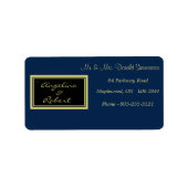 Modern Elegant Black and Blue Gold Script Wedding Etiket (Voorkant)