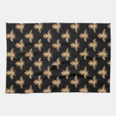 Modern Elegant Black and Gold Bee Pattern Kitchen Theedoek (Horizontaal)