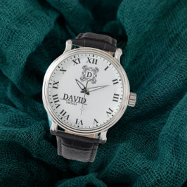 Modern Elegant Black and White Custom Name Horloge