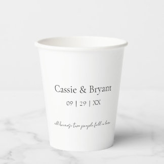 Modern Elegant Black and White Minimalist Wedding Papieren Bekers