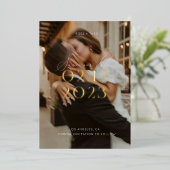 Modern Elegant Black and White Photo Wedding Folie Uitnodiging (Staand Voorkant)