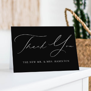 Modern Elegant Black and White Wedding Bedankkaart