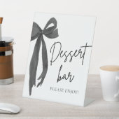 Modern Elegant Black Bow Dessert Bar Sign Reclamebord Met Voetstuk (Insitu)