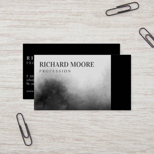Modern Elegant Black en White Landscape Abstract Visitekaartje (Voorkant / Achterkant in situ)