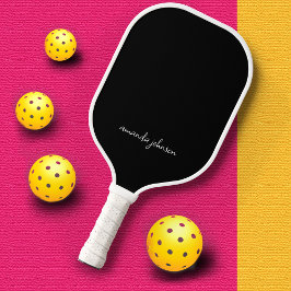 Modern Elegant Black en White Monogram Pickleball Paddle