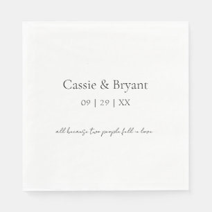 Modern Elegant Black en White Simple Wedding Servet