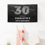 Modern Elegant Black Glitter 30th Birthday Spandoek (Insitu)