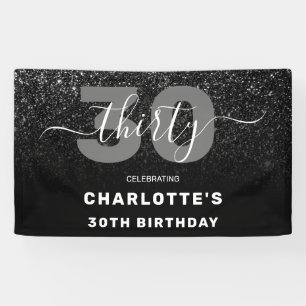 Modern Elegant Black Glitter 30th Birthday Spandoek