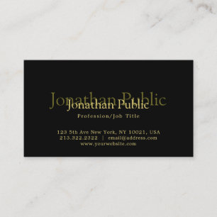 Modern Elegant Black & Gold Artistic Plain Trendy Visitekaartje