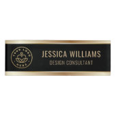 Modern Elegant Black Gold Business Logo Naambadge (Voorkant)