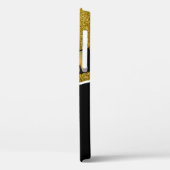 Modern Elegant Black Gold Glitter Monogram Foto Case-Mate iPhone Case (Achterkant / Links)