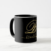 Modern Elegant Black Gold Handwrited Monogramed Mok (Voorkant links)