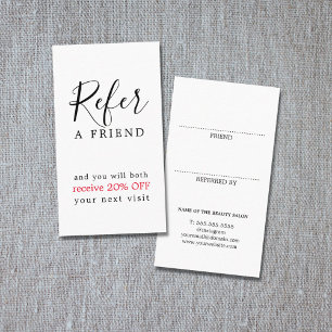 Modern Elegant Black Red Bold Beauty Salon Aanbevelingskaartje