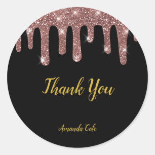 Modern Elegant Black Roos Gold, persoonlijk gepers Ronde Sticker
