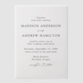 Modern Elegant Black Script Wedding Vellum Uitnodigingen (Voorkant)