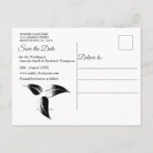 Modern Elegant Black Silhouette op White Marble Aankondigingskaart (Achterkant)