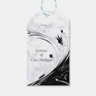 Modern Elegant Black Silhouette op White Marble Cadeaulabel