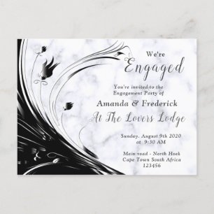 Modern Elegant Black Silhouette op White Marble Uitnodiging Briefkaart