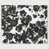 Modern Elegant Black White en Gold Floral Pattern Cadeaupapier (Vlak)