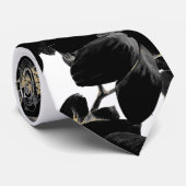 Modern Elegant Black White en Gold Floral Pattern Stropdas (Opgerold)
