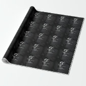 Modern Elegant Black White Fifty Fabulous Birthday Cadeaupapier (Uitgerold)
