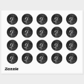 Modern Elegant Black White Fifty Fabulous Birthday Ronde Sticker (Vel)