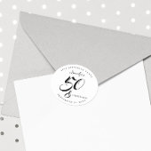 Modern Elegant Black White Fifty Fabulous Birthday Ronde Sticker