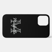 Modern Elegant Black White Handgeschreven Monogram Case-Mate iPhone Case (Achterkant (horizontaal))
