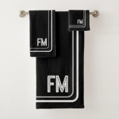 Modern Elegant Black & White Monogram Bath Towel Bad Handdoek (Insitu)