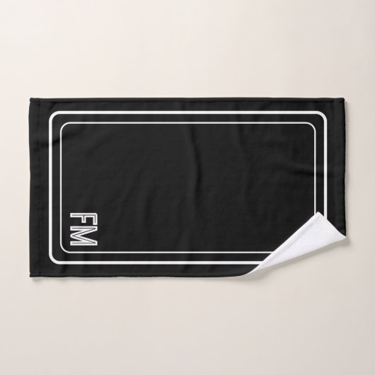 Modern Elegant Black & White Monogram Bath Towel Bad Handdoek (Handdoek)