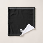 Modern Elegant Black &white Monogram Script Name Bad Handdoek (Wasdoekje)