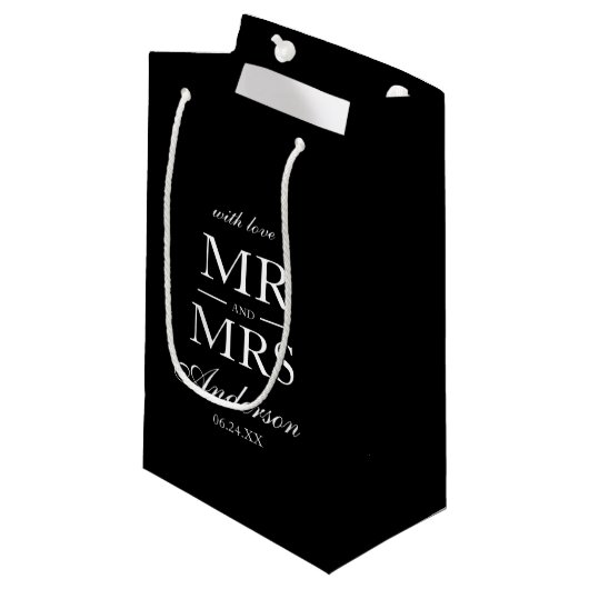 Modern Elegant Black & White Wedding Klein Cadeauzakje (Voorkant Gekanteld)